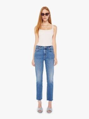 Sz 26 Mother Rascal Ankle in High Five wash cropped stretch mid rise